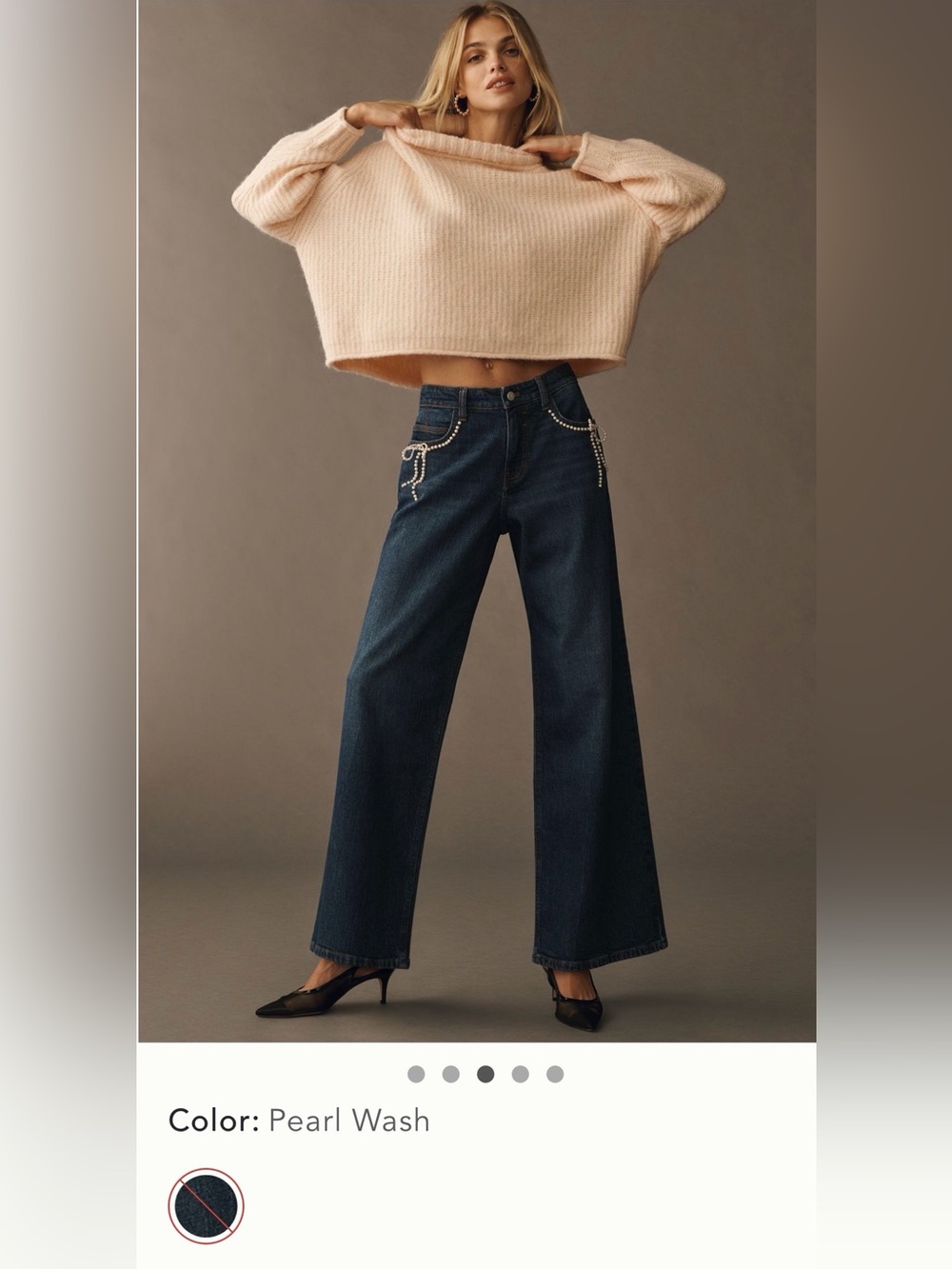 Pilcro Pearl-Embellished Low-Rise
Wide-Leg Jeans